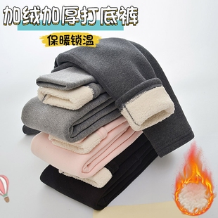 女宝宝纯棉A类羊羔绒棉裤 女童打底裤 加绒加厚外穿保暖裤 新款 冬季
