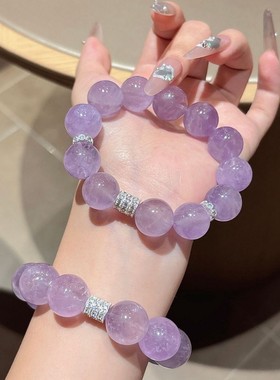 明星同款2025九紫离火运天然紫水晶薰衣草大颗粒16mm原创手串