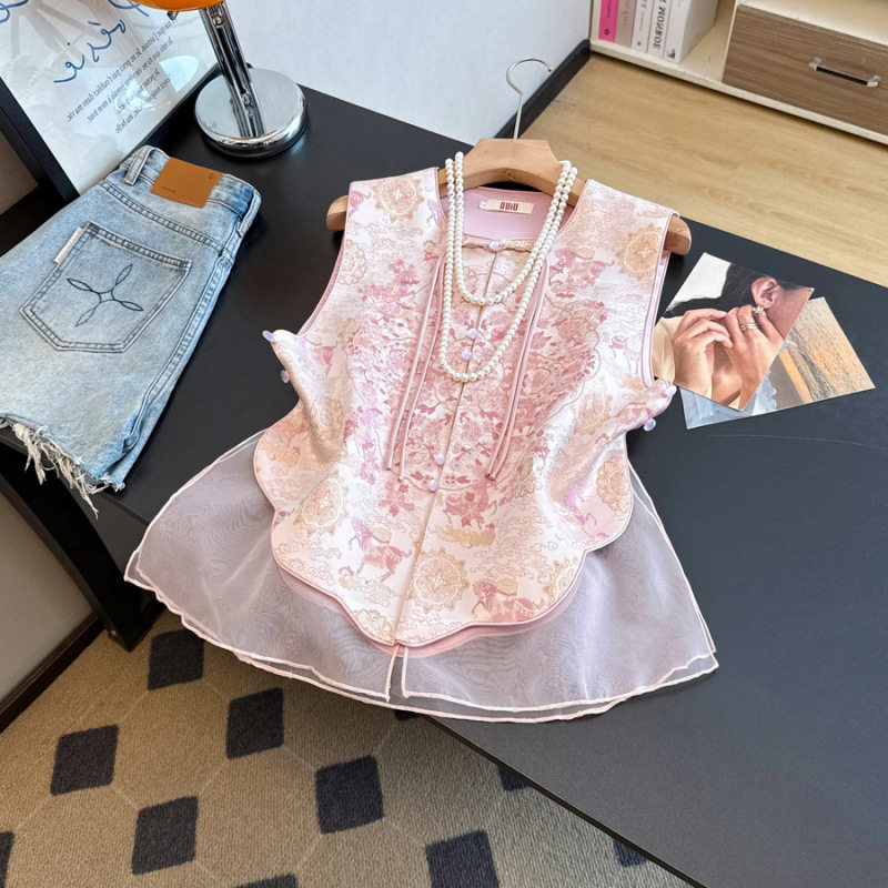 小银子品质保证真丝女新中式改良国潮刺绣马甲女高级感上衣外套夏