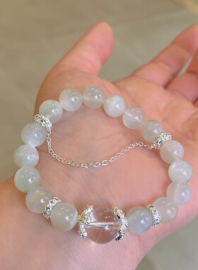 2025新款九紫离火运天然白月光手串水晶手链月光石10mm正品包邮