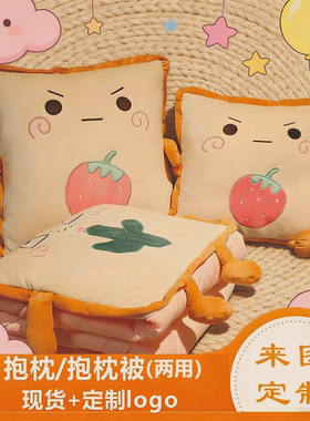 卡通抱枕被子办公室午睡加厚两用毛绒毯空调被二合一靠垫枕头靠背