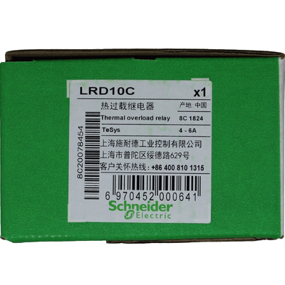 施耐德 LRD10C 热过载保护继电器  LR-D10C 电流范围4-6A