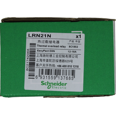 施耐德 LRN21N 热过载保护继电器 代替LRE21N 电流范围12-18A