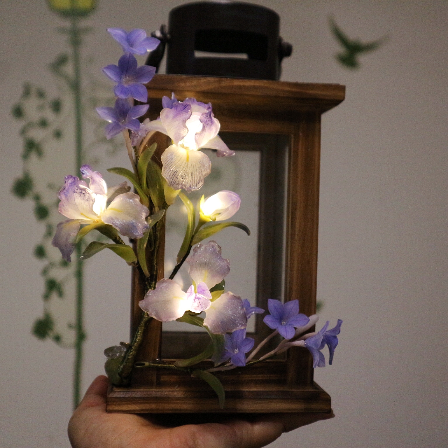 原创鸢尾花可充电小夜灯复古烛台花灯生日礼物礼品精美摆件
