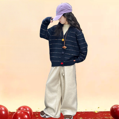 女童冬季加绒加厚卫衣裤两件套