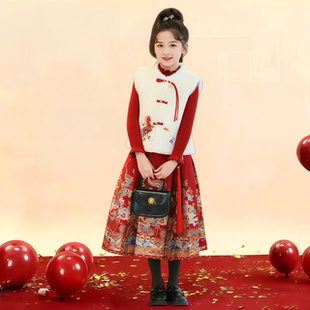 女童明制汉服冬装马面裙套装2026新款儿童拜年服中式国风新年衣服