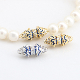 18K包金保色镶钻小蛮腰螺丝扣珠宝扣头diy串珠收尾连接扣饰品配件