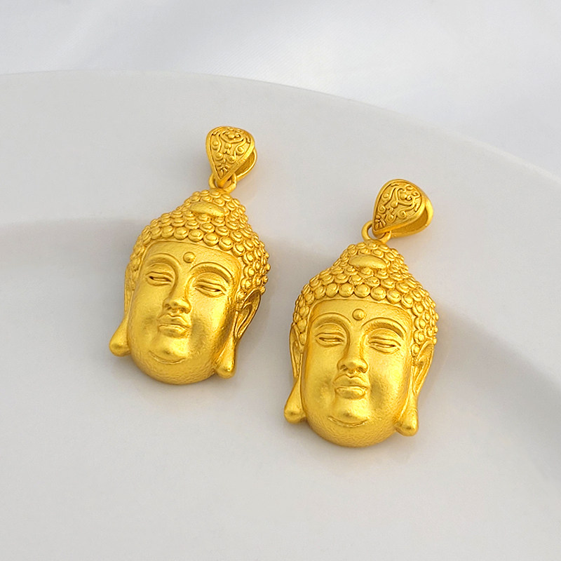 越南沙金高品质仿黄金佛头佛像项链吊坠大如来佛祖3D挂坠diy配件