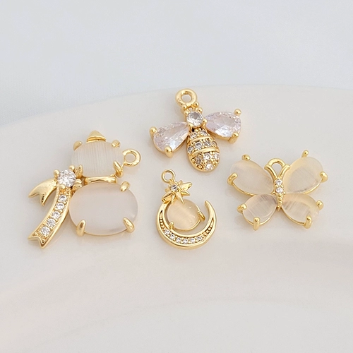 Подвеска, браслет ручной работы, ожерелье, кошачий глаз, 18 карат, золотой цвет