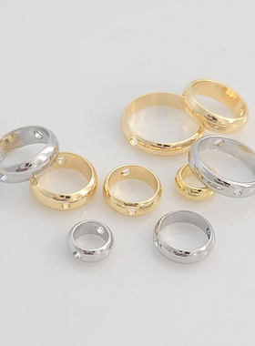 18K金色白金色保色穿孔套珠圈对孔环水晶珍珠隔珠diy制作手链配件