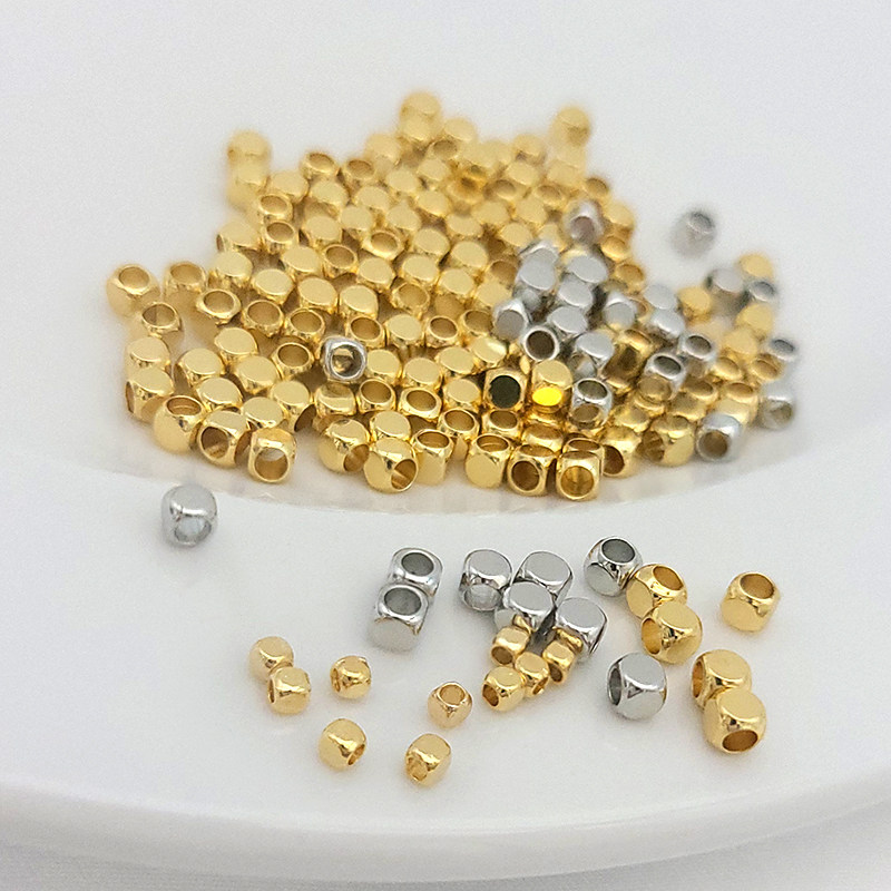 18k包金散珠切角方形骰子diy图片