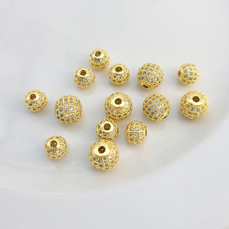 18K包金保色镶钻满天星锆石球隔珠散珠diy串珍珠项链手链饰品配件图片