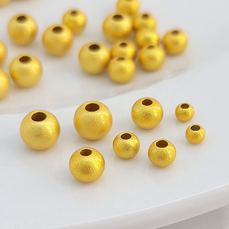 古法沙金磨砂小圆珠diy串珍珠项链编织手链转运隔珠散珠材料配件