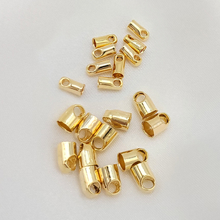 18K包金保色手链绳扣diy项链手链连接扣皮绳结尾侧面孔吊桶蛇头扣