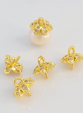 镶钻六瓣花羊眼针项链吊坠扣