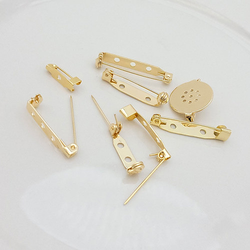 18k包金保色安全旋转式别针diy