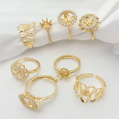 可调节镶嵌珍珠锆石戒托饰品