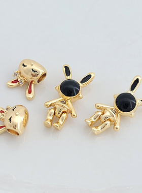 孔兔头手链隔珠太空兔项链吊坠