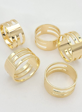 18k金色开圈戒指diy手工配件