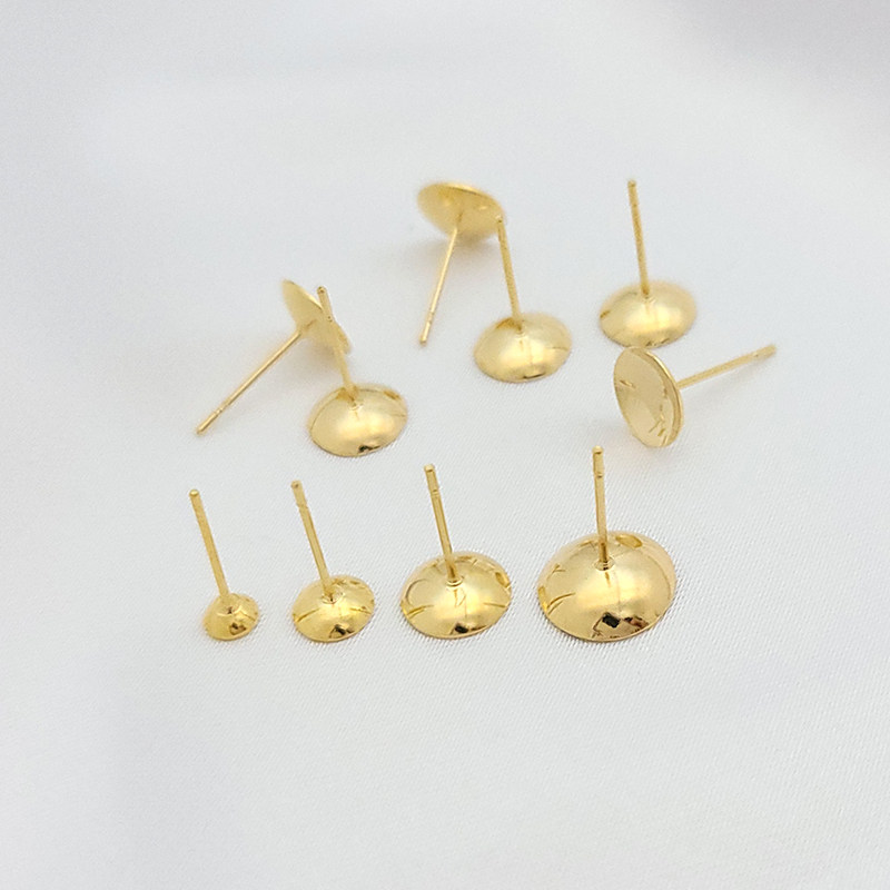 18k包金s925银针耳钉托盘diy