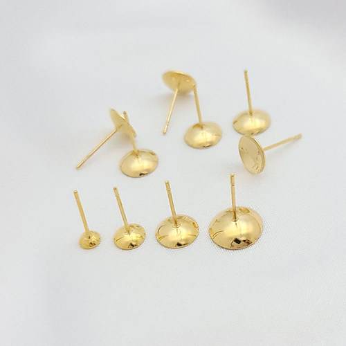18k包金s925银针耳钉托盘diy