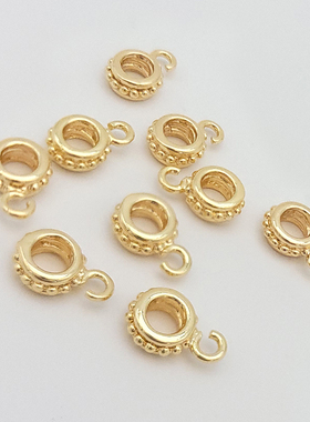 18k包金保色花边闭口圈带挂件diy