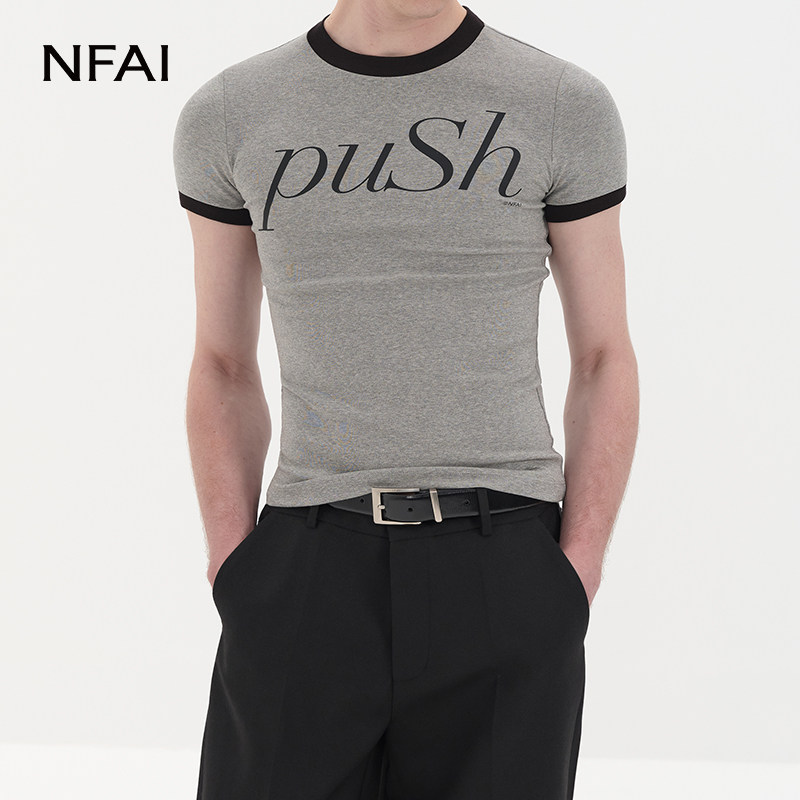 NFAI 26SS Push Ringer 印花短袖 修饰臂围/特调比例/舒适弹力 - 实物图