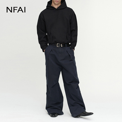 NFAI立体廓形磁扣连帽卫衣