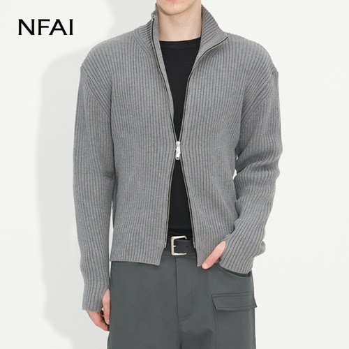 NFAI双拉链针织羊毛外套