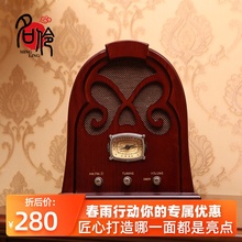 名伶 M8183 多功能复古收音机 老人台式FM仿古木质蓝牙收音机