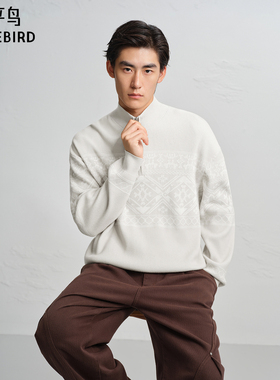 【商场同款】太平鸟男装 费尔岛半高领拉链针织毛衫男潮B2EBF4510