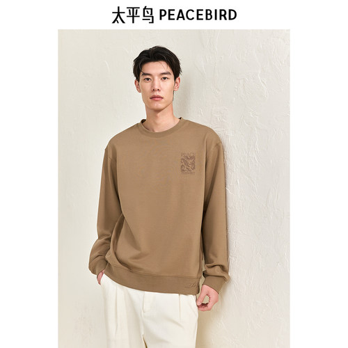太平鸟男装保暖圆领图案卫衣