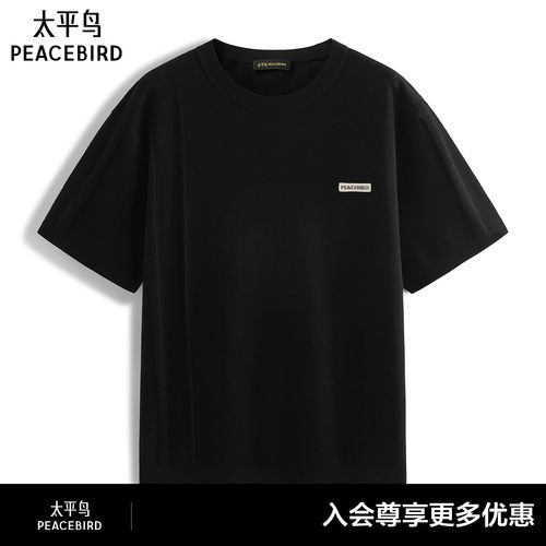 【商场同款】太平鸟男装圆领针织T恤新款透气老钱风短袖B1EEG216F