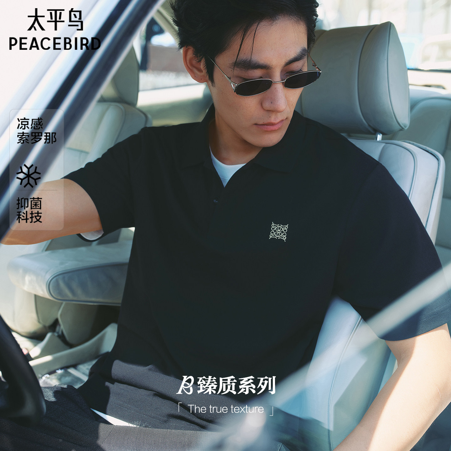 【凉感抗菌】太平鸟男装 刺绣polo衫男2026年夏季新款翻领短袖t恤图片