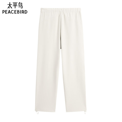 太平鸟男装 直筒白色休闲裤男宽松卫裤运动抽绳时尚男裤