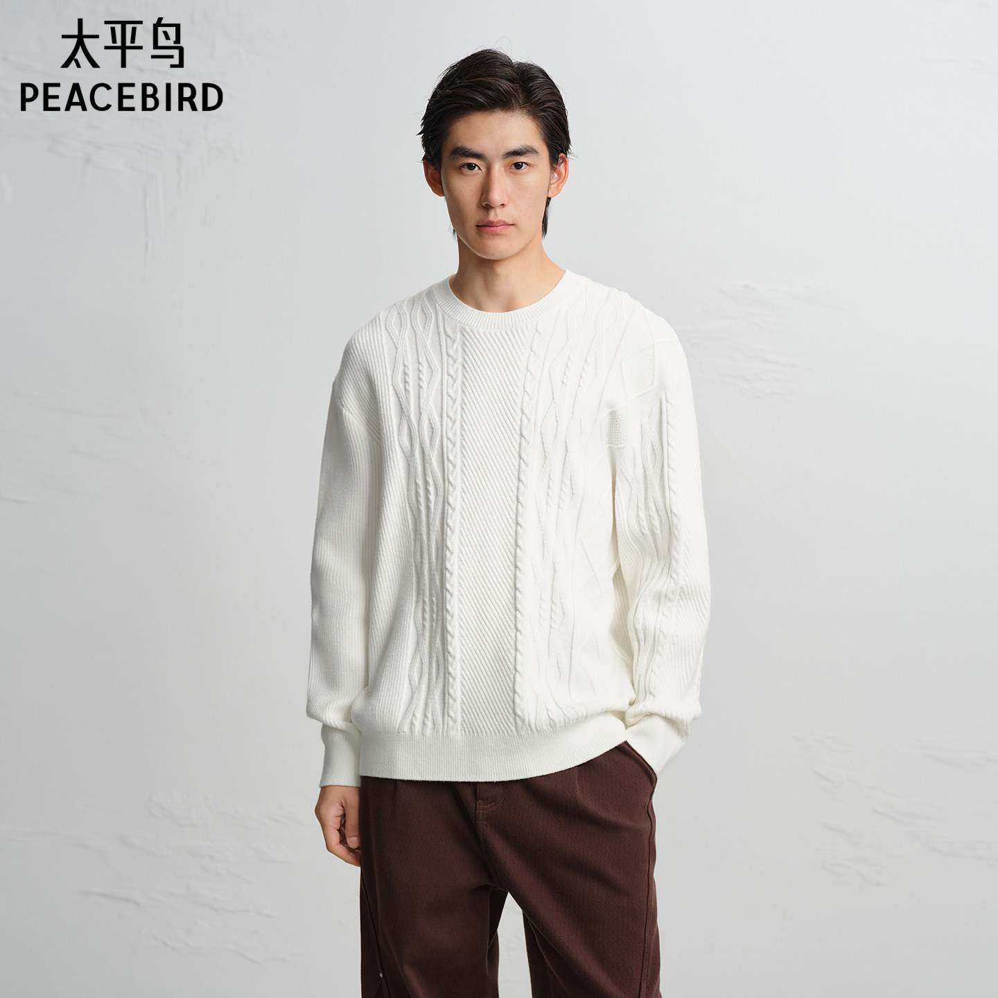 【商场同款】太平鸟男装毛衫25冬季新款绞花套头针织衫 B2EBF4506,男装,针织衫/毛衣,淘宝优惠券,粉丝福利购,淘宝优惠卷