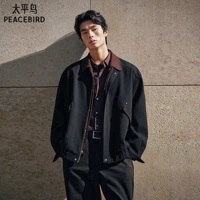 【仅限换货使用】太平鸟男装 巴恩风撞色/双扣立领夹克