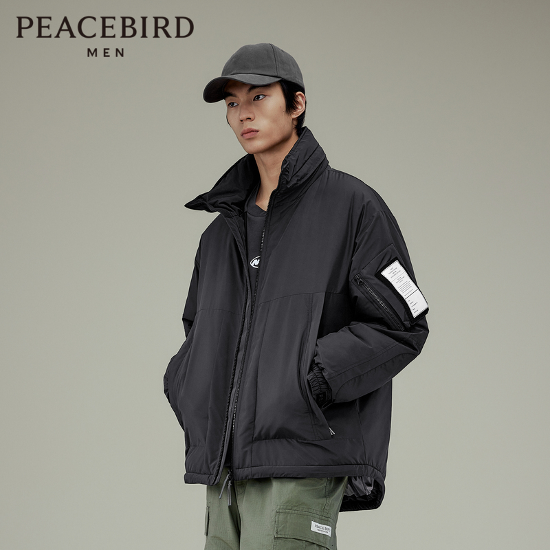 太平鸟男装 休闲棉服男士时尚舒适阔型外套冬季潮流户外棉衣男