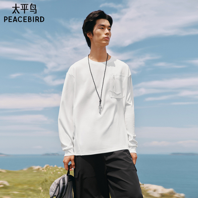 【商场同款】太平鸟男装 休闲T恤纯色重磅男士长袖T恤 B2CPF3272