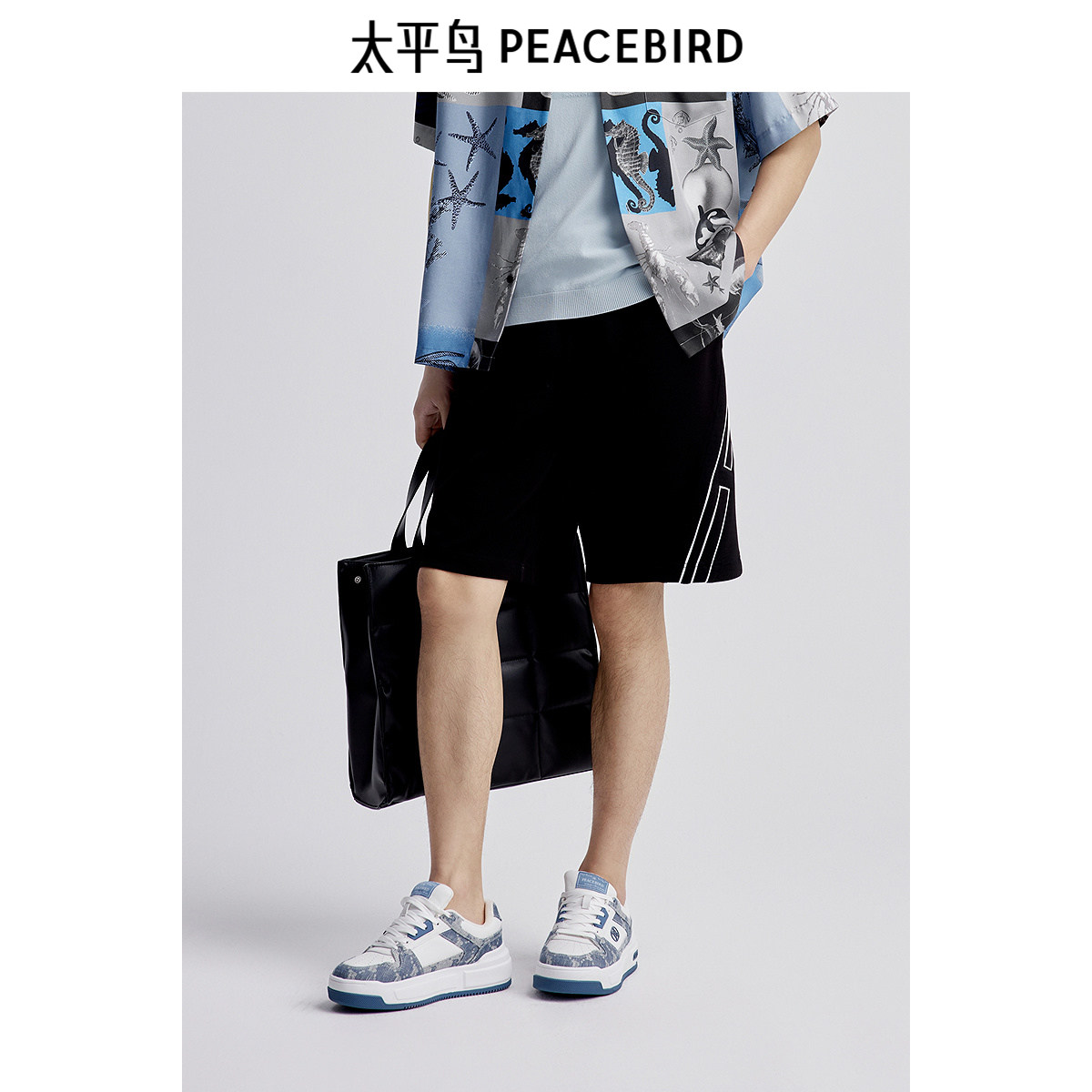 太平鸟男装凉感空气层休闲短裤夏季五分裤宽松透气中短裤