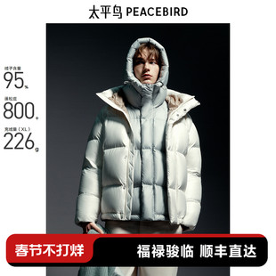 太平鸟男装 冬季潮流连帽羽绒服95白鸭绒保暖面包服轻蓬羽绒外套