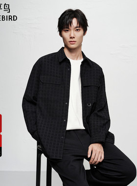 【商场同款】太平鸟男装 休闲衬衫外穿式衬衫格子衬衫男B2CHF4129