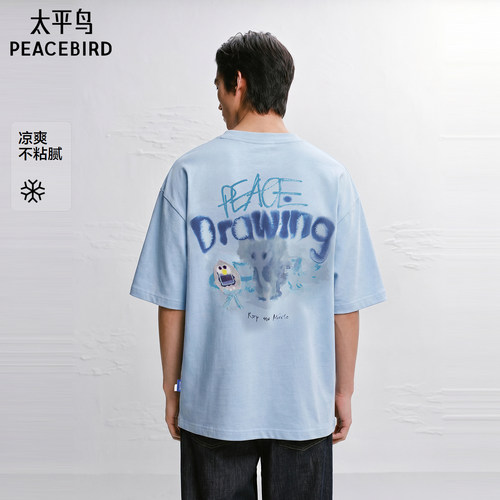 【艺术家Rop联名】太平鸟男装T恤26夏索罗那印花短袖 B2CNG2430#