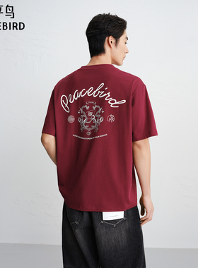 【商场同款】太平鸟男装新年刺绣短袖T恤春新款圆领上衣B2CNG1122
