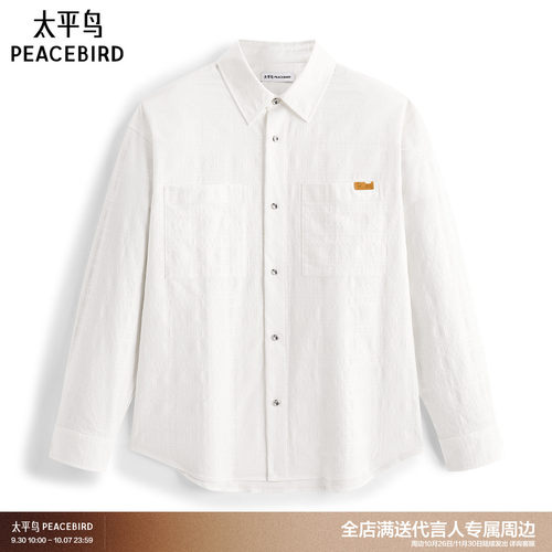【商场同款】太平鸟男装 休闲衬衫立体提花肌理男士衬衫B2CHG3444