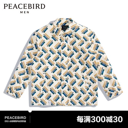 Taiping Bird's Men's Awumn New Slogs Full Printing Loase Coach Drop Men B1BCD1215