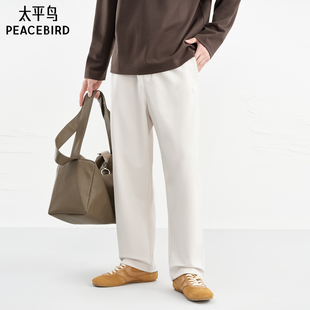 男宽松直筒休闲裤 白色抽绳卫裤 太平鸟男装 B2GMG1147 商场同款