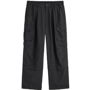 太平鸟男装夏季工装裤休闲多口袋伞兵裤工装黑色长裤潮流