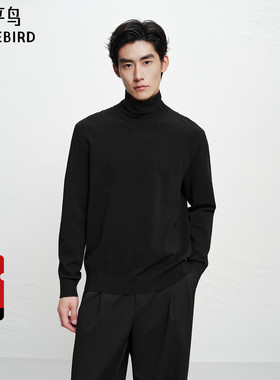 【商场同款】太平鸟男装高领毛衫冬新款纯色通勤打底衫B1EGF4B13