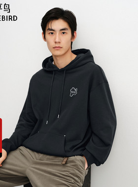 【商场同款】太平鸟男装卫衣25秋季新款连帽印绣上衣 B2CRF3417